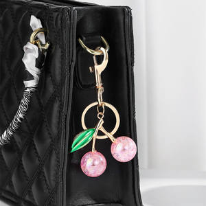Promotional Creative Cherry Charm <b>Small</b> <b>Gift</b> for Girls Cherry Metal Key Chains Cute Fruits Acrylic Cherry Keychain - Product Image 2