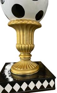 Elegante Weihnachts-Dekostatuen aus Harz: Stapelbare Kugel-Finials in Rot, Schwarz, Weiß mit Harlekin-Muster für Festliche Veranda-Dekoration - Product Image 4