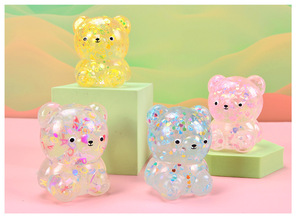 Cartoon Sequined Gel <b>Bear</b> Stress Relief Toy, <b>Cute</b> Slow-rebound Letter <b>Bear</b>, Hand-squeezable Decompression Gadget - Product Image 6