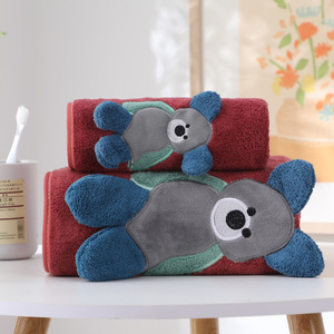 Juego de toallas suaves para baño de bebé, conjunto de <span class=keywords><strong>toalla</strong></span> de terciopelo Coral con estampado de animales de dibujos animados, cómoda - Product Image 5