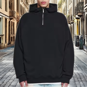 Logo brodé personnalisé, tricot d'hiver lourd, décontracté, pour homme, 100% coton, coupe ample, imperméable, respirant, fermeture éclair quart de tour - Product Image 2