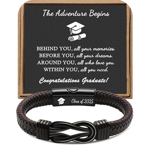 Classe di 2025 scuola superiore del College regali braccialetto per gli uomini intrecciato in pelle in acciaio inox nodo <span class=keywords><strong>bracciale</strong></span> per il <span class=keywords><strong>figlio</strong></span> fratello - Product Image 3
