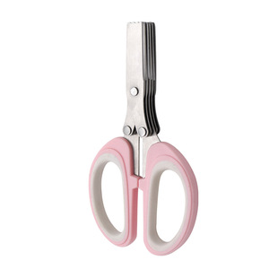 <b>Kitchen</b> <b>Scissors</b> Stainless Steel Five Layer Blade For Food Paper Cutting Home Use Nordic Pink - Product Image 4