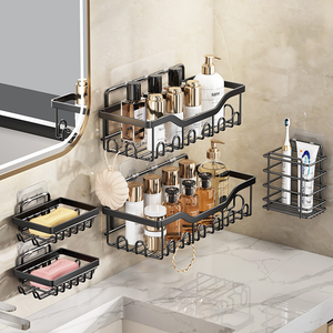 Bathroom <strong>Storage</strong> <strong>Shower</strong> 5 Pack Organizer Carbon Steel <strong>Shower</strong> Corner Shelves Soap Rack - Product Image 1