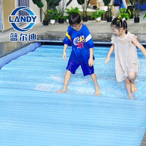 Cubierta para <span class=keywords><strong>Piscina</strong></span> Landy Blue PC, Motorizada, Antievaporación, Resistente a los Rayos UV, Cubiertas Móviles Comerciales para Piscinas Elevadas - Product Image 2