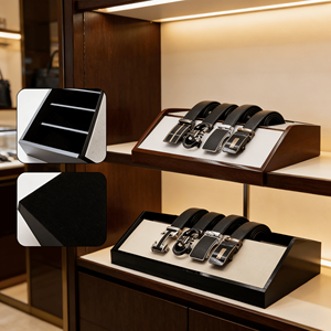 กล่องโชว์เข็มขัดแบบตั้งพื้นจากโรงงานโดยตรง ชั้นวางเข็มขัดแบบหลายช่อง กล่องใส่เข็มขัดไม้คุณภาพสูงสำหรับใช้ในเชิงพาณิชย์ - Product Image 1