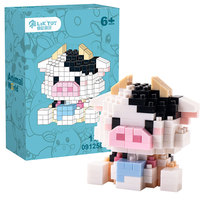Kit de blocs de construction miniatures personnalisés OEM en forme de vache, jouets en briques diamantées pour animaux tachetés à monter soi-même, décor de bureau du fabricant