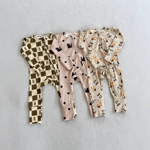 En gros Combinaison de nuit pour bébé unisexe à manches longues, sans pieds, avec fermeture éclair, imprimé bambou, pour nouveau-né, nourrisson et tout-petit, personnalisable OEM - Product Image 3