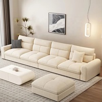 Canapé sectionnel en tissu crème au design moderne et épuré, avec technologie Wind, convertible et capitonné, pour hôtel, villa, salon, hall