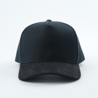 Casquettes de baseball 5 panneaux en toile et daim noir, vierges, personnalisables avec broderie, casquette de baseball haute visibilité, casquette 5 panneaux