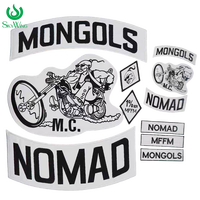 Lot de 8 écussons thermocollants MONGOLS NOMAD MC pour motards, accessoires vestimentaires brodés écologiques pour vestes et gilets