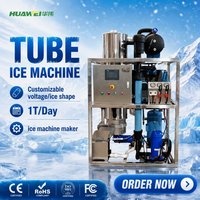 Machine à glace en tubes de 2 tonnes personnalisable pour usage commercial, avec compresseur et refroidissement par air, produisant de la glace propre et comestible pour les commerces de boissons