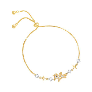 Star Pattern <b>Copper</b> Alloy <b>Bracelet</b> With Crystal Inlay Adjustable For Everyday Wear - Product Image 2