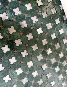 Retro hỗn hợp tự nhiên màu xanh đậm bằng tia nước đá cẩm thạch Gạch Mosaic thiết kế cho phòng tắm nhà bếp sàn tường mô hình - Product Image 3