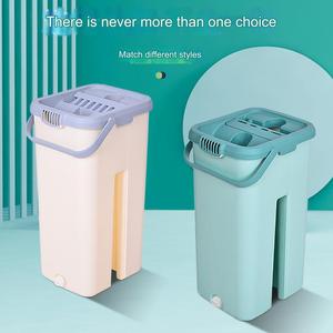 Ensemble serpillière plate et <span class=keywords><strong>seau</strong></span> en microfibre à essorage facile, avec poignée en acier inoxydable, pour un nettoyage des sols sans effort et sans rayures, vente en gros - Product Image 4