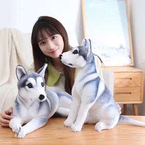 Kinqee Custom Super Soft Kawaii Cartoon Stuffed Animals Husky Customized Plush Toys 50cm Simulation Dog Doll