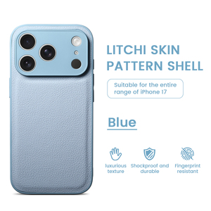 Étui en cuir PU Litchi coloré pour iPhone 17 Pro Max, coque arrière de téléphone en TPU texturé pour iPhone 15 16 13 14 17 Pro Max 17 Air - Product Image 1
