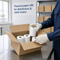Kertas Thermal Gulungan untuk Mesin Tiket 35-80GSM 100% Pulp Kayu Inti Kertas OEM Cetak Grosir