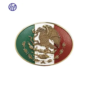 中国工厂墨西哥国旗乙烯基贴花3D皮带扣个性化标志皮带扣墨西哥鹰