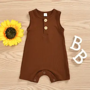 Newborn Sleeveless Baby Summer Clothes Girl Boys Romper Clothes Simple Vest Baby Rompers
