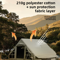 Tente de glamping gonflable à colonnes d'air 12 m² 2 chambres 1 lit double couche 4 saisons imperméable grande luxe pour camping familial en extérieur