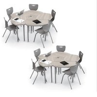 Ensemble de chaises de bureau collaboratives modernes en métal, durables et confortables, avec plateau en bois, pour l'école, la salle de classe, le bureau à domicile