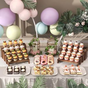 Organizador de cosméticos de madera con varios niveles, soporte para pasteles de encimera, expositor de muñecas de madera maciza - Product Image 1
