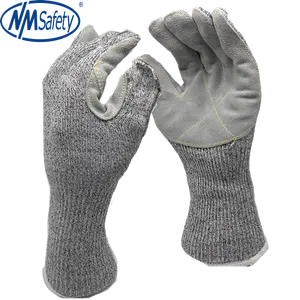 NMSAFETY-guantes largos de cuero para trabajo Industrial, 5 guantes de trabajo resistentes, con puños extra largos de 30 cm