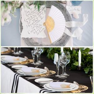 Éventail en papier blanc pliable en bambou, éventail plié à la main pour mariage, fête et décoration intérieure - Product Image 6