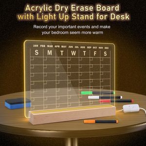 Acrylic 13x9 inch ánh sáng hàng tháng Bảng lịch khô xóa bảng trắng với ánh sáng-<span class=keywords><strong>up</strong></span> đứng và 4 đánh dấu tẩy - Product Image 4