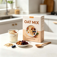 Boîte en carton blanc recyclable pour flocons d'avoine, vente en gros d'usine, avec logo personnalisé imprimé, emballage alimentaire sec pour flocons d'avoine instantanés et granola