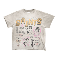 T-shirts personnalisés Huili, étiquette privée, effet vieilli, lavage vintage, imprimés graphiques, coton lourd, fabriqués en usine