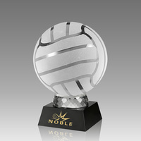 Trofeo de Baloncesto de Cristal Noble Sandblasting con Base Negra Grabada Personalizada, Premio Deportivo de Cristal para Recuerdo de Campeonato