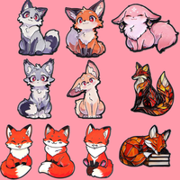 Vente en gros de badges émaillés personnalisés mignons animaux anime, badges de revers renard Kawaii, directement de l'usine, en stock, faible MOQ