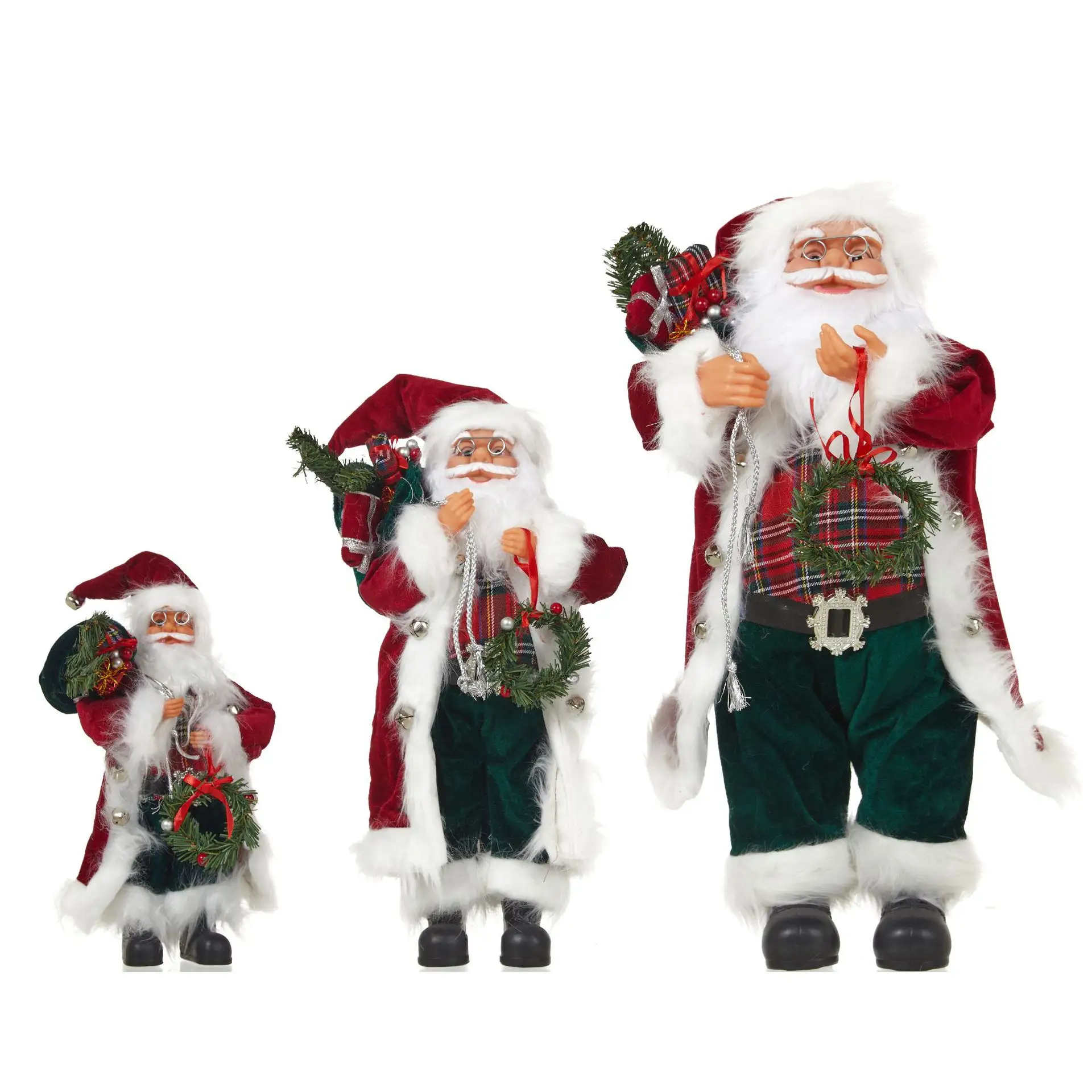 Classic Santa Claus Red And Green Wreath Christmas Doll 30/45/60cm Window Home Decoration Cross-border