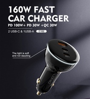 LDNIO C102 3 en 1 coche carga rápida 160W portátil teléfono móvil 100W 30W Qc3.0 Dual Pd tipo C alta potencia 3 puertos cargador de coche