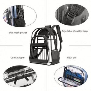 Custom Fashion <b>Large</b> Capacity Waterproof Clear Backpack Bag Transparent PVC Plastic School <b>Back</b> <b>Pack</b> Backpack - Product Image 2
