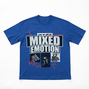 Camiseta Azul Oversize de Algodón con Estampado de Perforación en Caliente, Manga Corta, Gráfico, Estilo Hip Hop Urbano para Hombre - Product Image 1