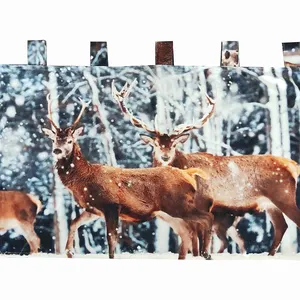 Latest New Window Valance with Winter Deer Pattern for Seasonal Window Decoration Made of Polyester Knitted Fabric