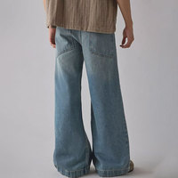 YUCE Vente en gros Jeans en denim pour hommes à logo personnalisé, denim délavé foncé, délavé à l'acide, coupe extra large, pli profond, MOQ 50 pièces