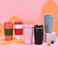380ml 510ml tasses de voyage isolées avec vide intérieur en céramique blanche vide en acier inoxydable Double paroi tasse à café thermique gobelet