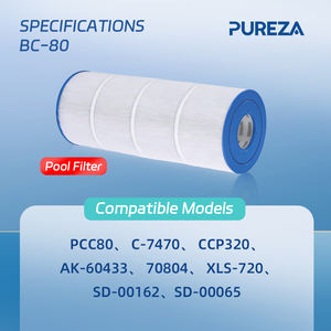 Cartucho <span class=keywords><strong>de</strong></span> Filtro <span class=keywords><strong>de</strong></span> Repuesto PUREZA para Piscina y Spa, Compatible con Pleatco PCC80 FC-1976, L X OD: 20 x 7 Pulgadas, 4 x 80 Pies Cuadrados - Product Image 2