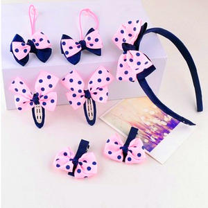 Набор головных уборов из 7 предметов, Детские банты, повязки на голову, заколки для девочек, эластичные повязки для волос, аксессуары для волос для маленьких девочек - Product Image 1