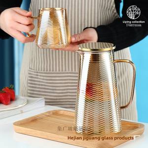 Nueva llegada de lujo de vidrio de borosilicato hervidor de gran capacidad patrón ondulado taza de agua Jarra de jugo clásico creativo accesible jarra - Product Image 5