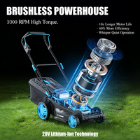 Tondeuse à gazon sans fil VORAN légère 20V, moteur sans balais, coupe-herbe électrique mini 320mm, machine portable pour petit jardin