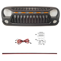 Modification de la calandre de voiture, calandre Rebel avec lumières, matériau ABS, installation facile pour Wrangler JK 07-17