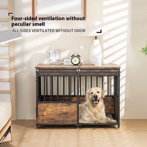 Coussin de meubles de caisse de chien en bois robuste et solide grandes tailles moyennes Double portes coulissantes Cage décorative <span class=keywords><strong>pour</strong></span> animaux de compagnie de haute qualité - Product Image 4