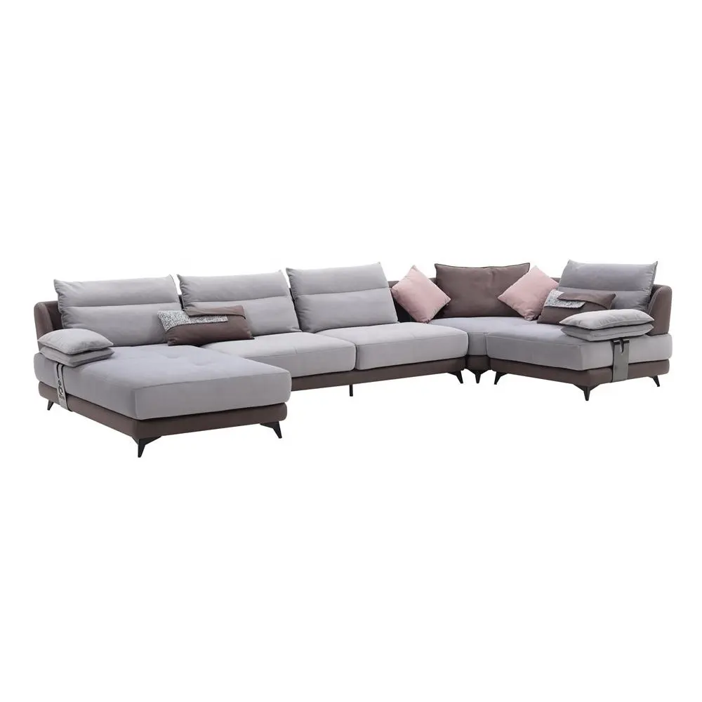 New designs Comfort Sofa Villa Living Room Furniture Sofa Set Modular Couch Modern Luxury Velvet U Shape leather sectional Sofa