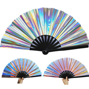 Ventilateur de Tai Chi en PVC 33cm Ventilateur en bambou Laser Party <span class=keywords><strong>Night</strong></span> Club Clack Handheld Fan - Product Image 1