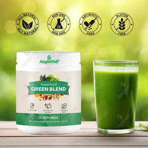 ผงผลไม้และผักผสมสูตรเขียวเข้ม Aeglewell OEM/ODM <span class=keywords><strong>วิตามิน</strong></span>ซีและคี เน้นส่วนผสมจากธรรมชาติทั้งหมด เหมาะสำหรับก่อน/หลังออกกำลังกาย และสุขภาพที่ดีในทุกๆ วัน - Product Image 4